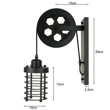 Load image into Gallery viewer, Vintage Industrial Pulley Wheel Wall Mounted Light Metal Cylinder Shape Shade