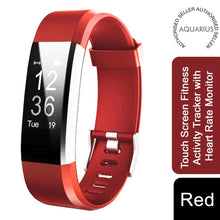 Load image into Gallery viewer, Aquarius Touch Screen Fitness Activity Tracker with Heart Rate Monitor, Red
