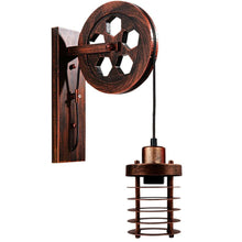 Load image into Gallery viewer, Vintage Industrial Pulley Wheel Wall Mounted Light Metal Cylinder Shape Shade
