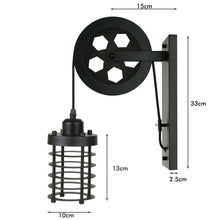 Load image into Gallery viewer, Vintage Industrial Pulley Wheel Wall Mounted Light Metal Cylinder Shape Shade
