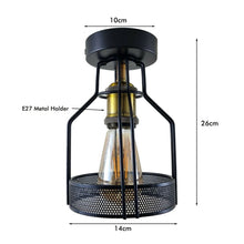 Load image into Gallery viewer, Vintage Industrial Flush Mount Ceiling Light Fitting Metal Bird Cage
