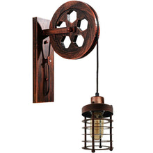 Load image into Gallery viewer, Vintage Industrial Pulley Wheel Wall Mounted Light Metal Cylinder Shape Shade
