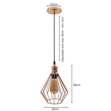 Load image into Gallery viewer, Vintage Industrial Metal Diamond Cage Ceiling Pendant Light Modern Hanging Lamps
