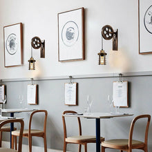 Load image into Gallery viewer, Vintage Industrial Pulley Wheel Wall Mounted Light Metal Cylinder Shape Shade
