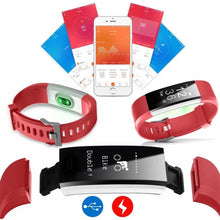 Load image into Gallery viewer, Aquarius Touch Screen Fitness Activity Tracker with Heart Rate Monitor, Red
