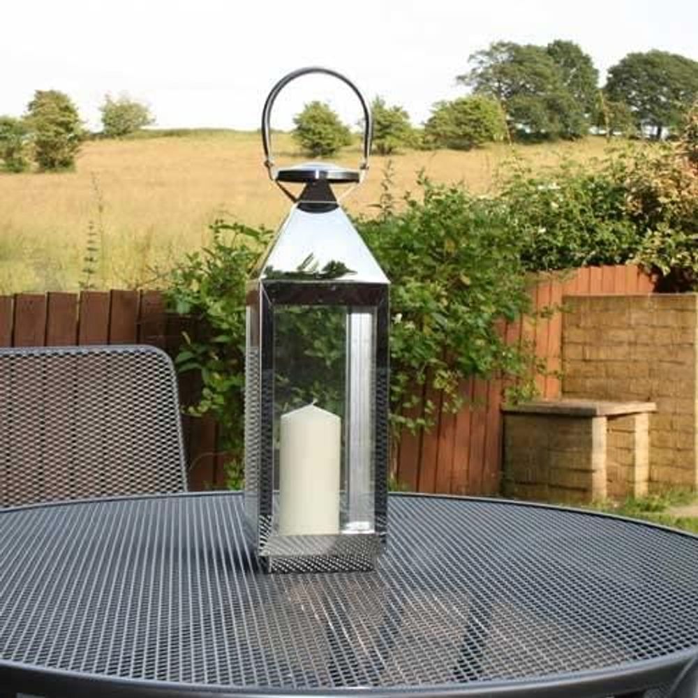 JVL Single Stainless Steel Hampton Indoor/Outdoor Candle Light Lanterns