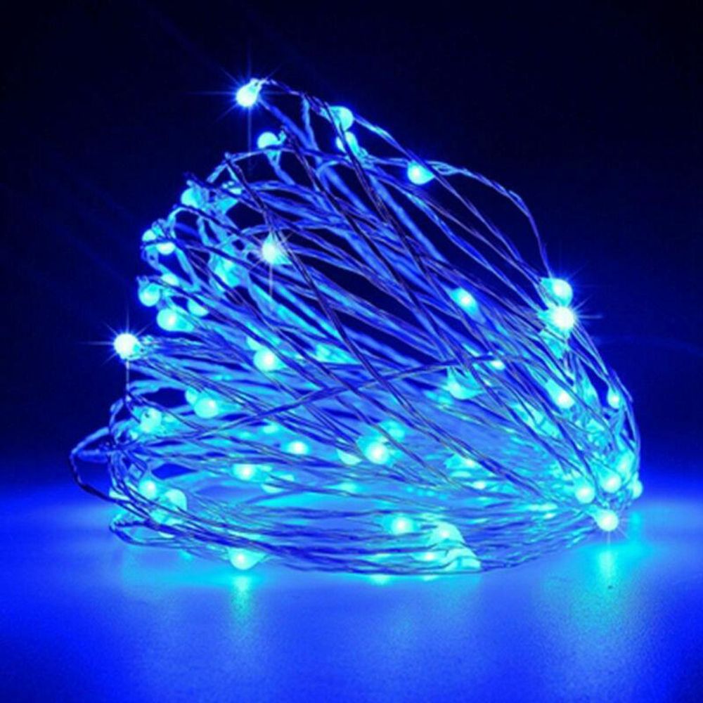 20 luces LED azules de hadas con cadena, batería, hogar, decoración centelleante para fiesta, jardín de Navidad