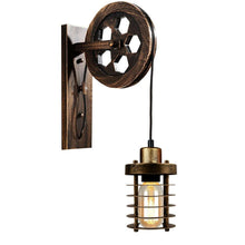 Load image into Gallery viewer, Vintage Industrial Pulley Wheel Wall Mounted Light Metal Cylinder Shape Shade

