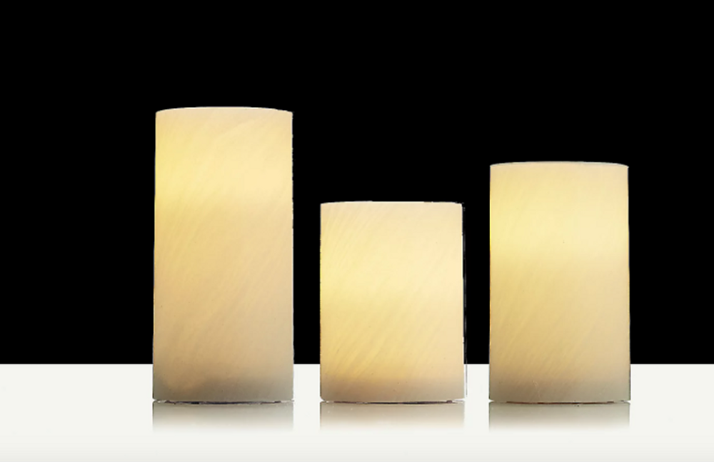 3pc Vanilla Scented Authentic Flame Wax Flickering LED Square Candle Lights