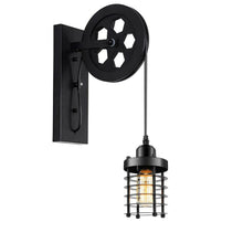 Load image into Gallery viewer, Vintage Industrial Pulley Wheel Wall Mounted Light Metal Cylinder Shape Shade

