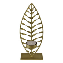 Load image into Gallery viewer, Small Gold Leaf Tea Light Holder with Tea Light
